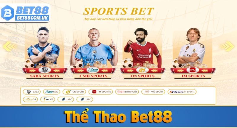 Các sảnh thể thao có mặt tại Bet88