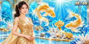 Cá vàng và họa tiết Thần Tài trong không gian BET88